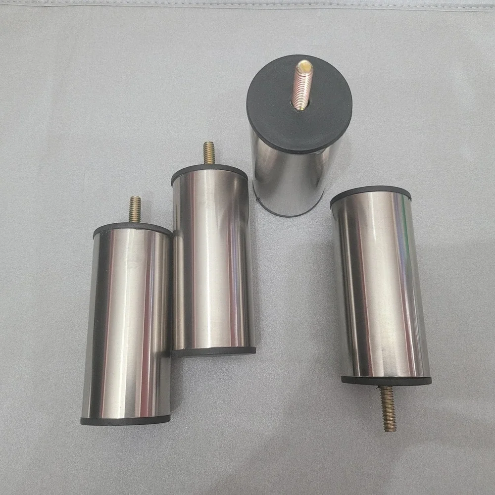 Set‎ of 4 Stainless Steel Furniture Legs 4.5 In, Cylinder Cabinets Sofa Tables